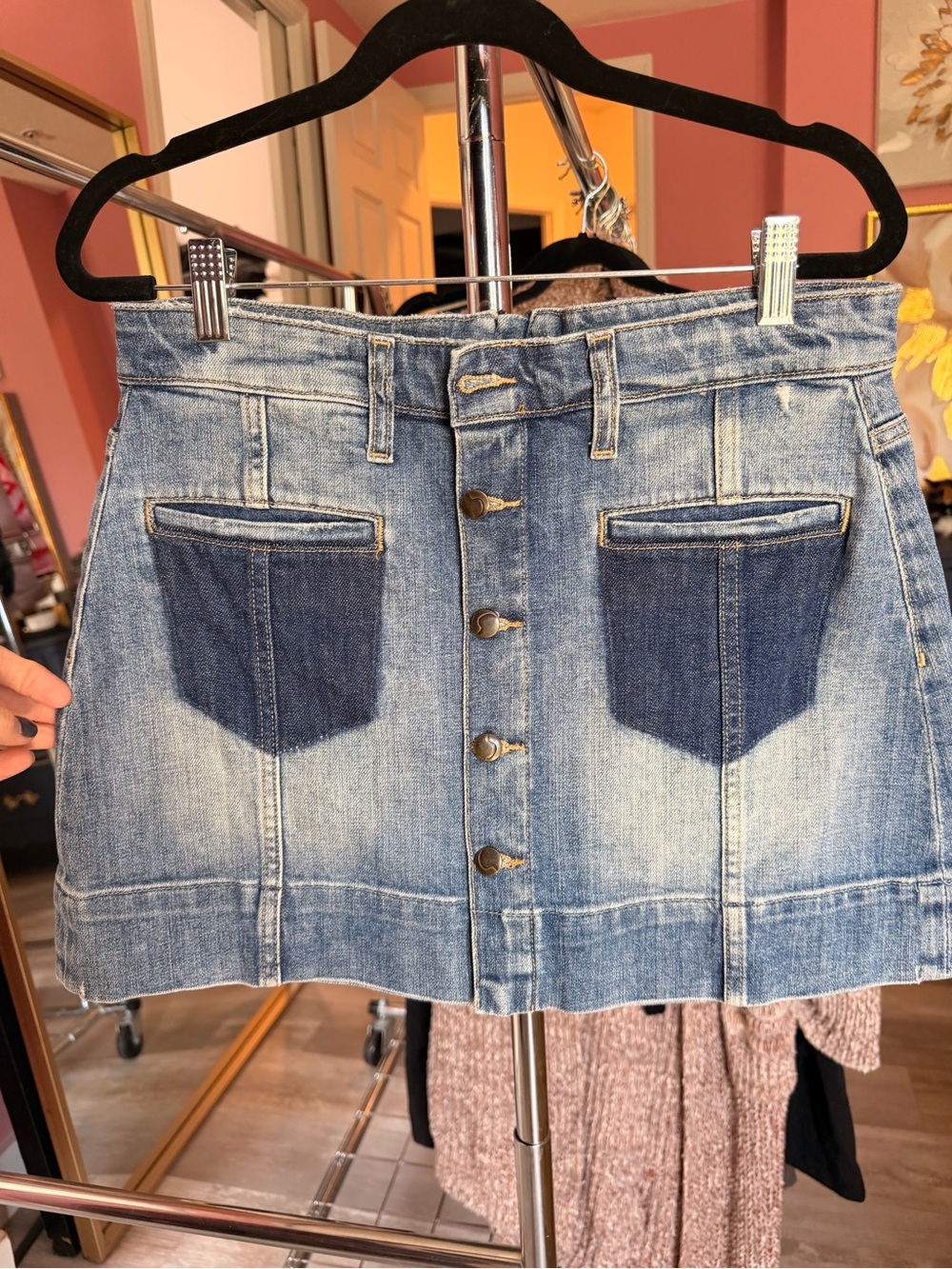 Joe's Jeans Two-Tone Denim Button Mini Skirt